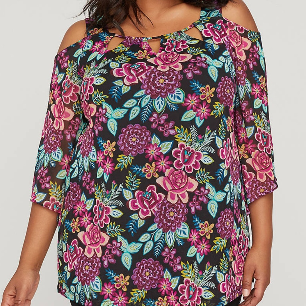 CATHERINE'S 4X FLORAL COLD SHOULDER TOP